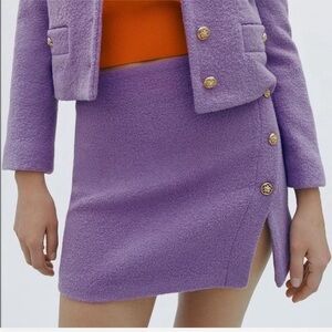 NWT Zara Lavender Button-Accent Skirt